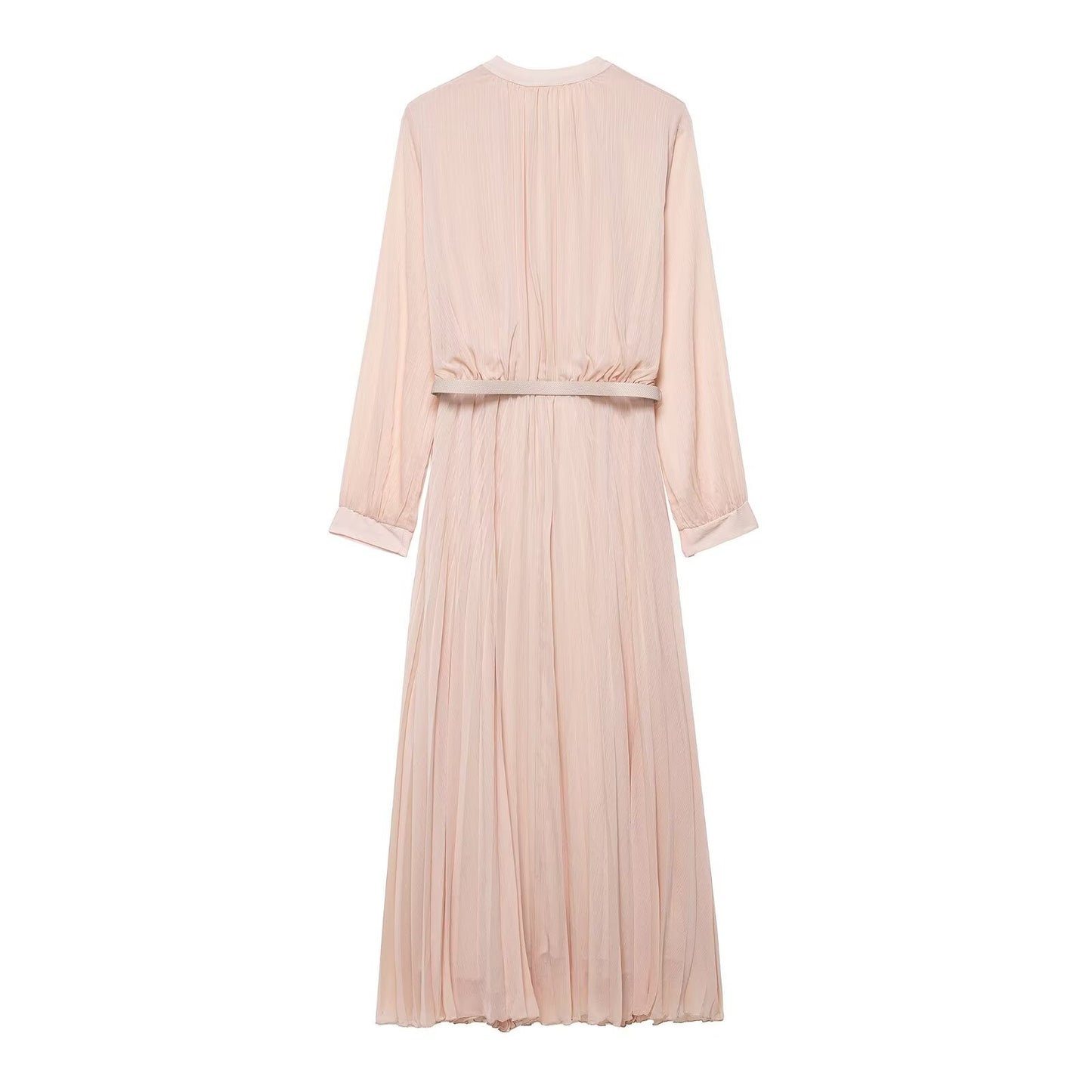 Midi Dress With Belt And Pleats