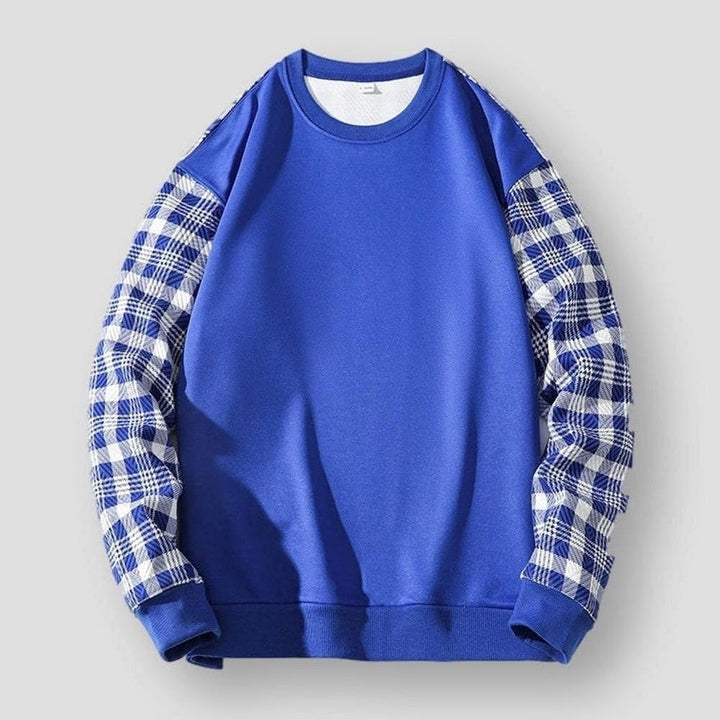Plaid Sweater Round Neck Loose Long Sleeve Street