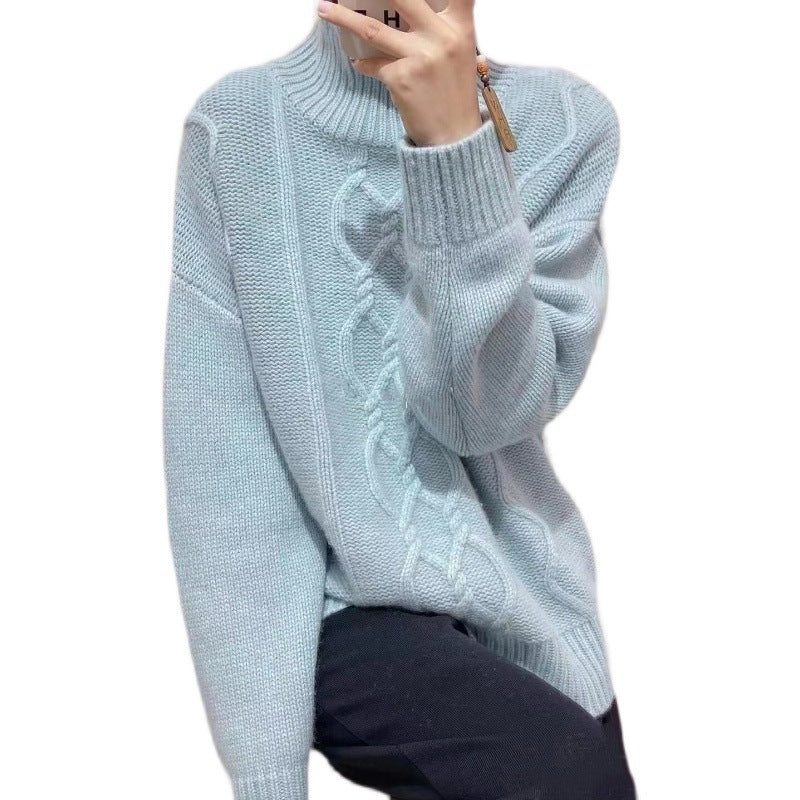 Loose Thick Pullover High Purity Woolen Sweater For Women