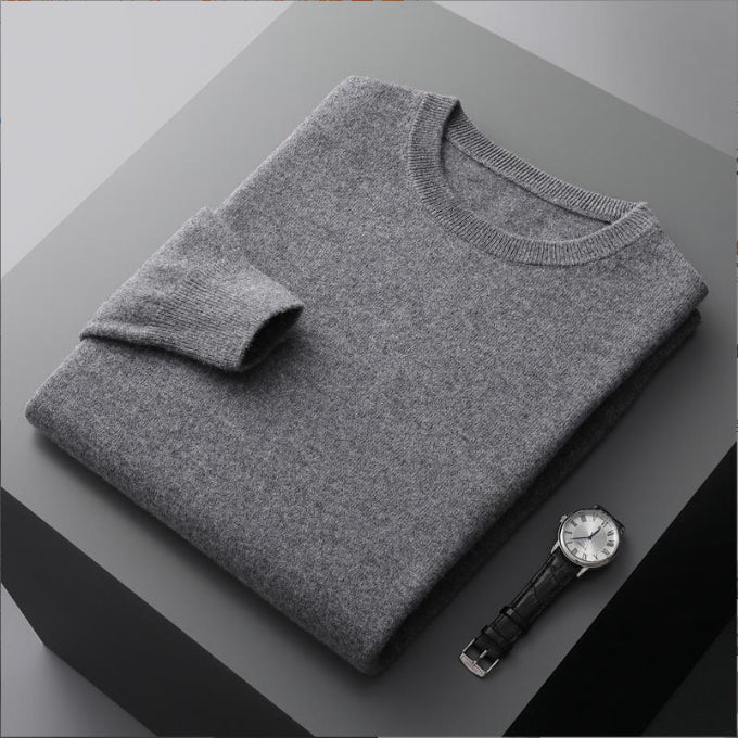 Men's Round Neck Basic Inner Match Thin Middle-aged And Elderly Bottoming Shirt Sweater