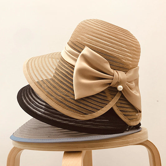 Pearl Bow Vintage Beach Fisherman's Straw Hat