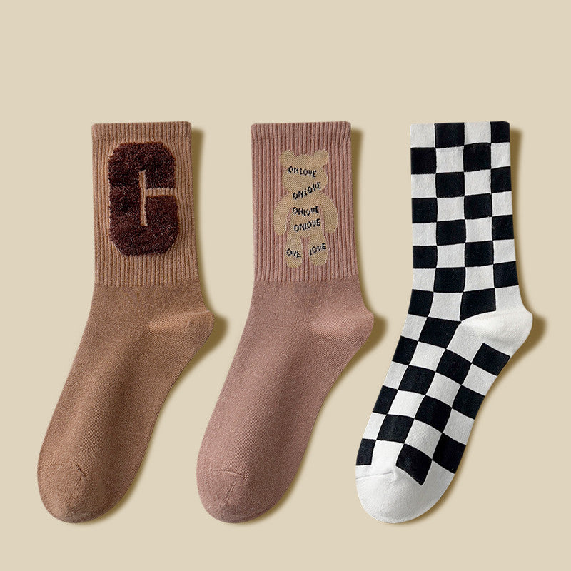 Ins Tidal Red Cotton Khaki Stockings