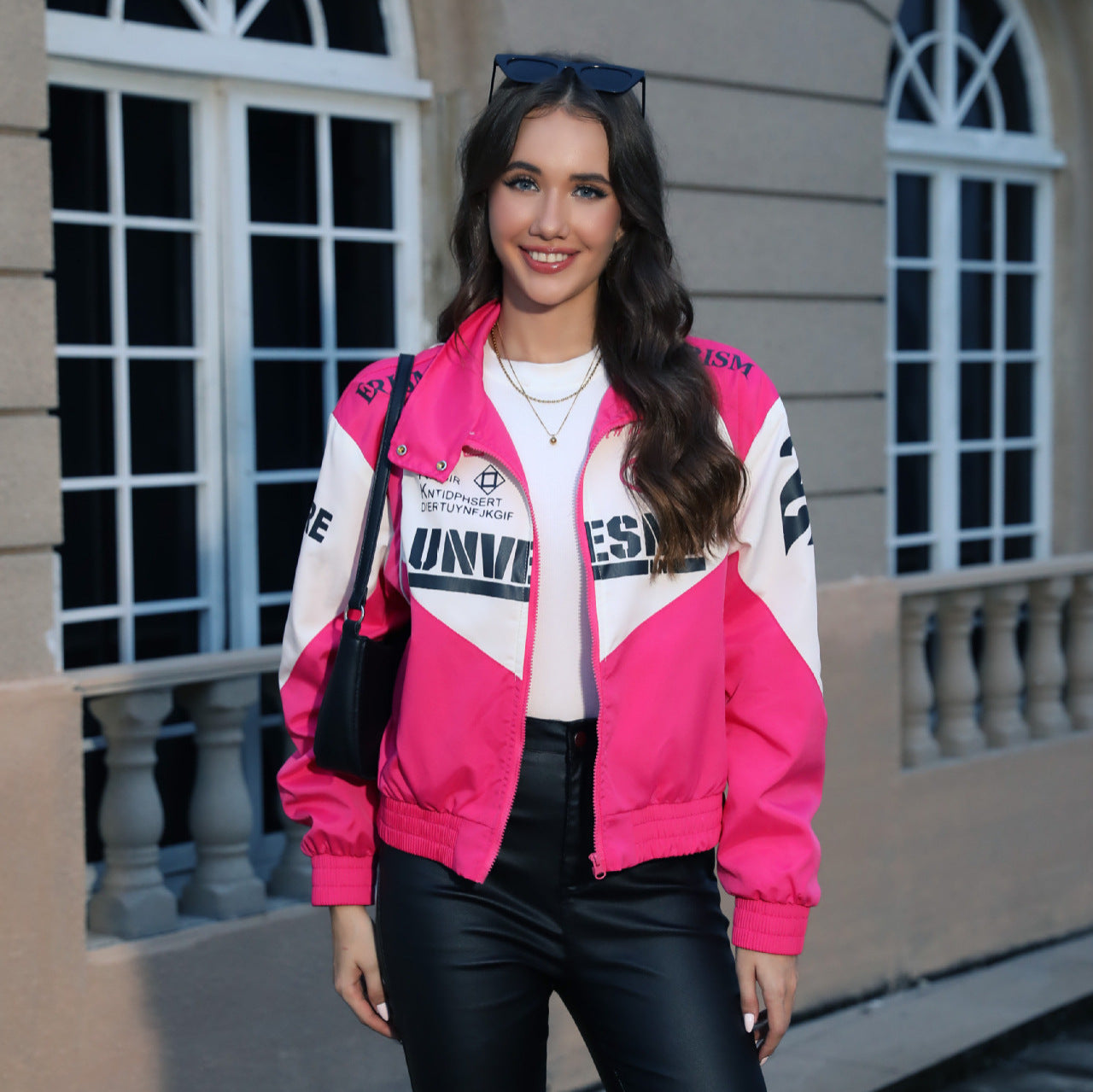 American Style Medal Print Baseball Jacket For Women