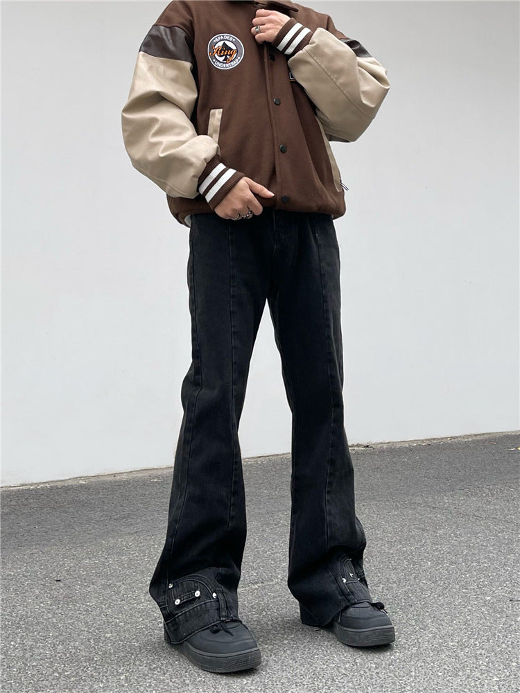 Vintage Patchwork Irregular Loose Micro-Flare Pants