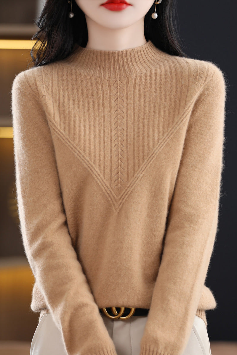 Front Line Færdiglavet Tøj Uld Halv Turtleneck Udhulet Sweater Underdel Top
