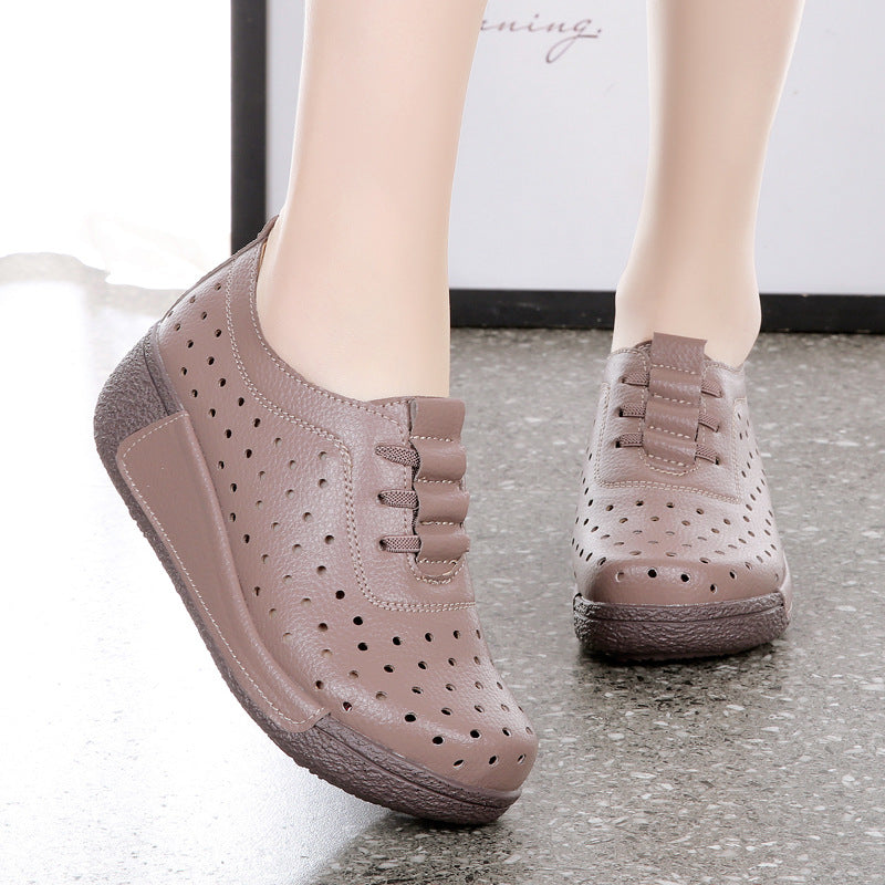 Women's All-matching Hollow Shallow Mouth Leather Shoes
