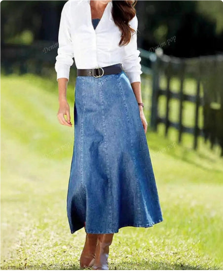 Blue Denim Women's A- Line Overall Dress