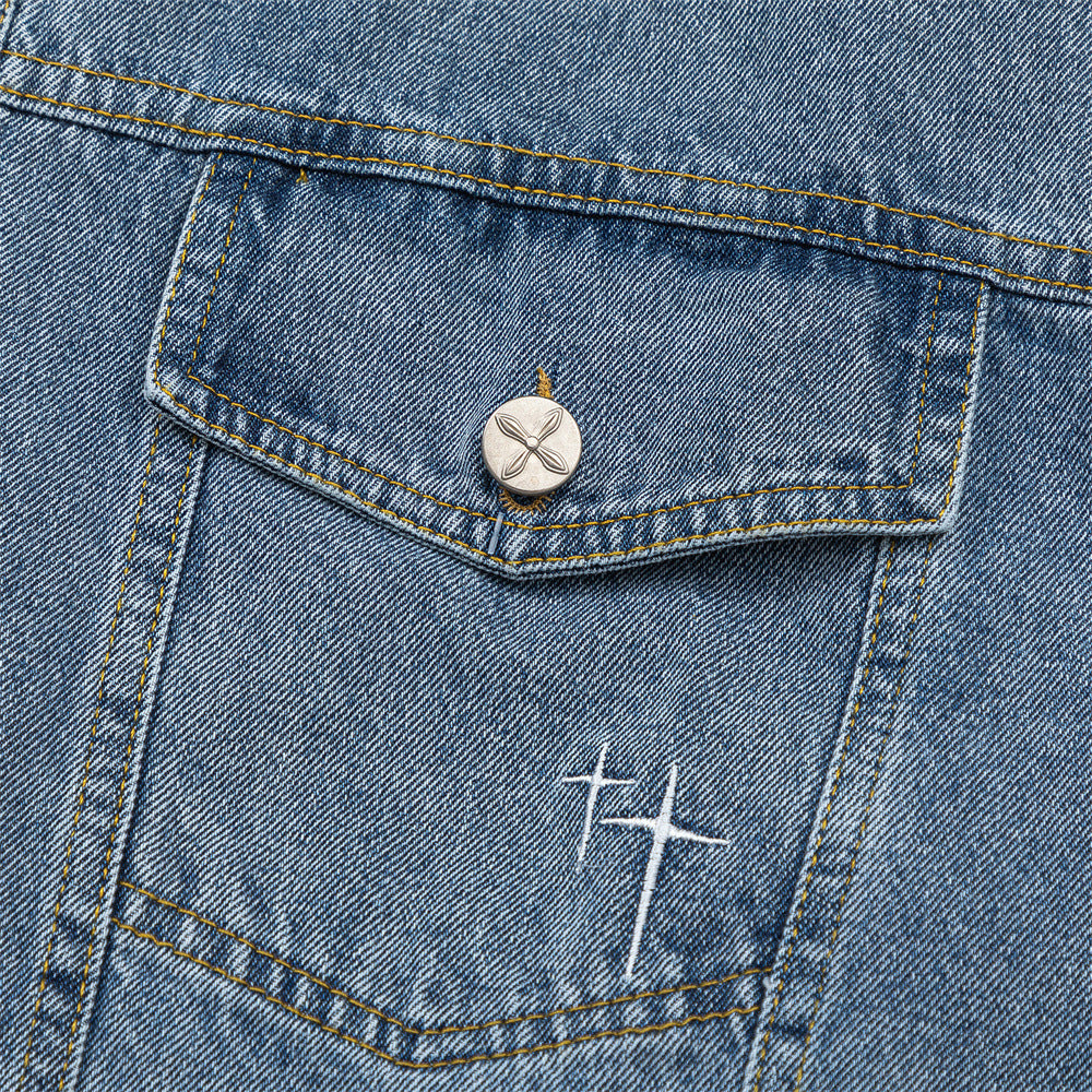 American High Street Letter Embroidery Denim Clothes Jacket