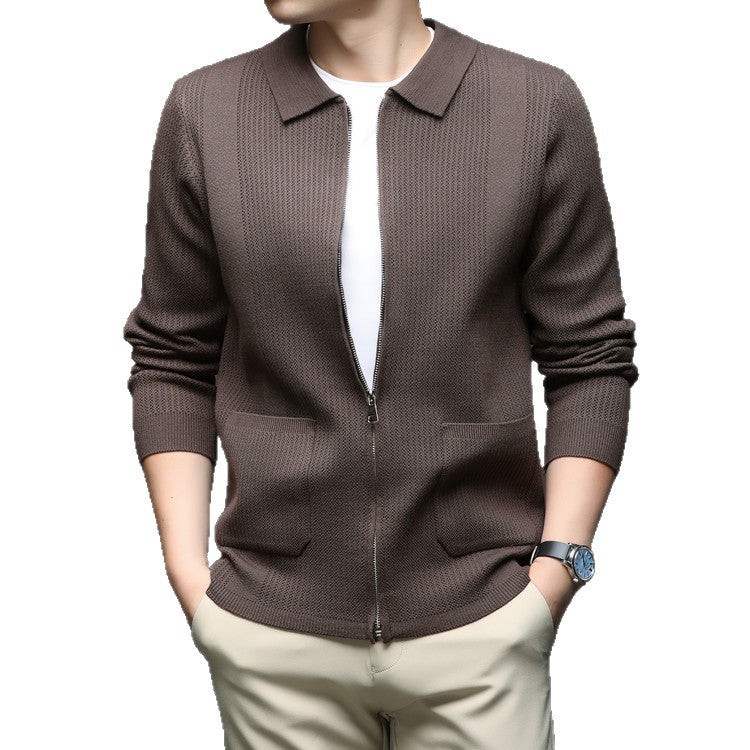 Knitted Shirt Coat Men's Zipper Cardigan