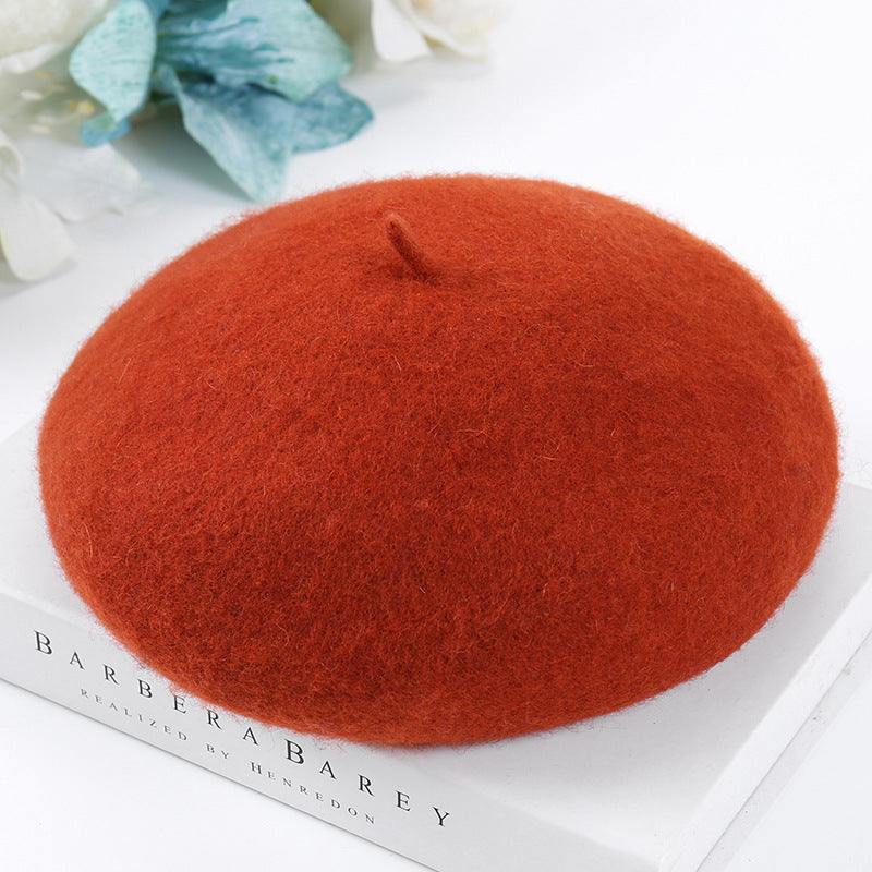 Women's Fashion Casual Solid Color Breathable Wool Tweed Hat