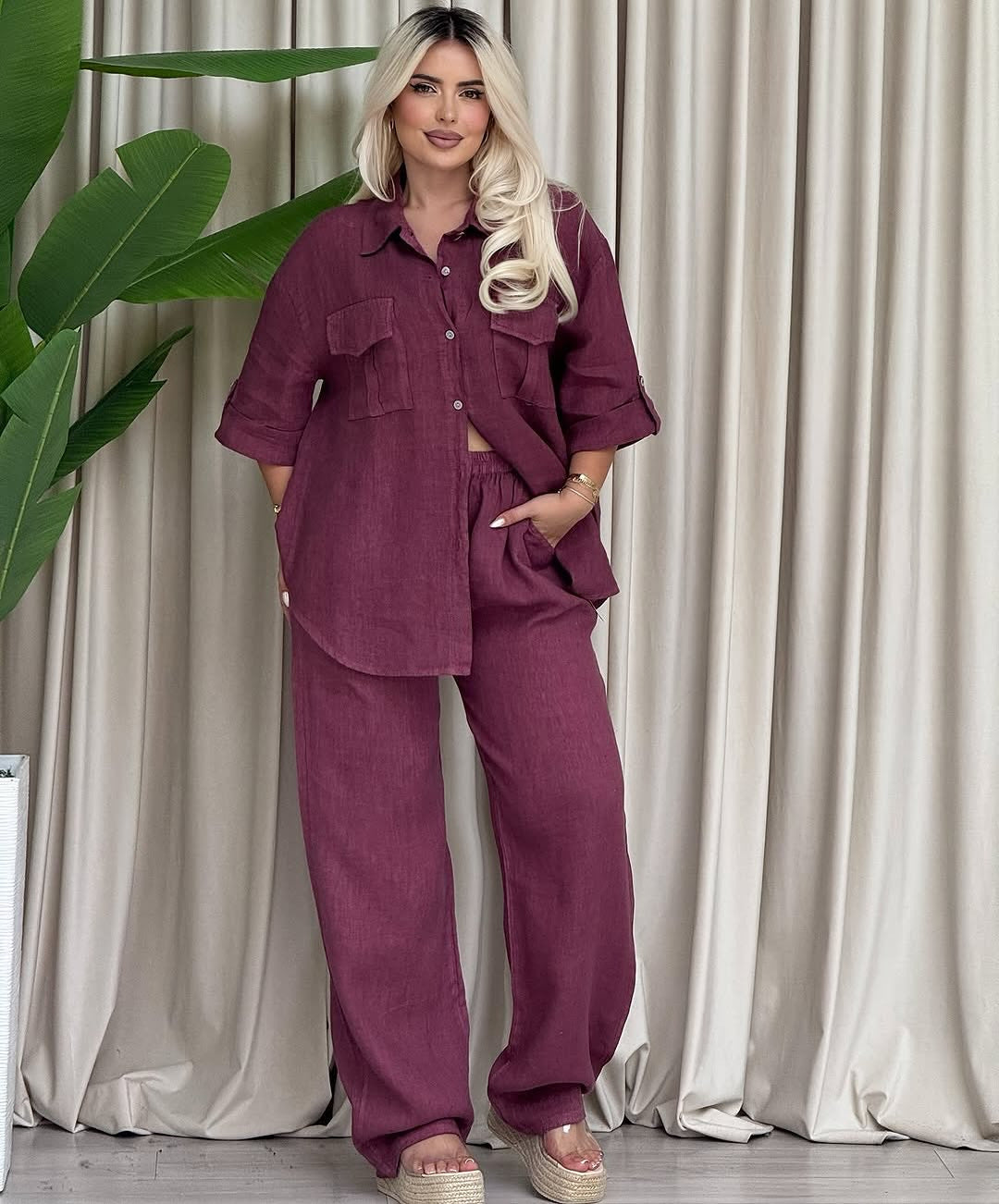 Long Sleeve Shirt Loose Two Piece Pants