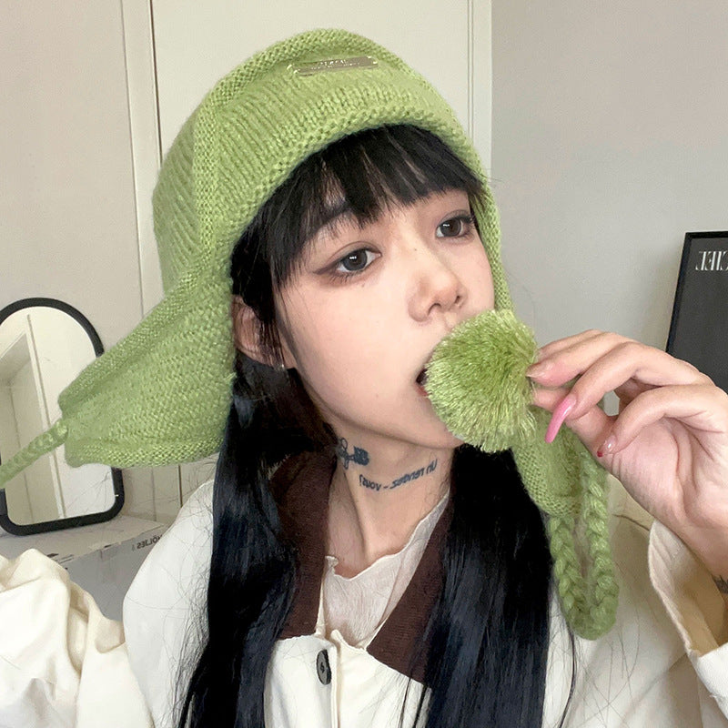 Autumn And Winter Ear Protection Wool Hat Women's Knitting