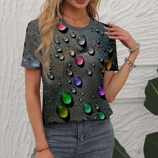 Women's 3D Printed Pattern Garden Collar Short Sleeve