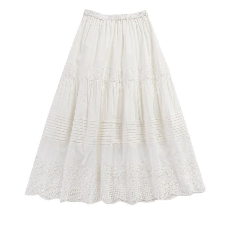 Women's Fashion Heavy-duty Pleated Embroidered High Waist Skirt
