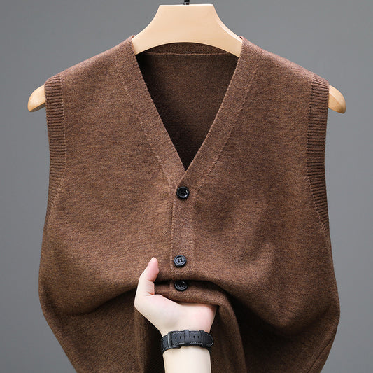 Men's Spring And Autumn Sleeveless Knitted Vest For Middle-aged And Elderly
