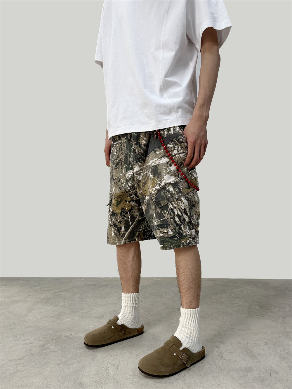 Washed Old Branches Camouflage Shorts Multi-pocket Cargo Pants