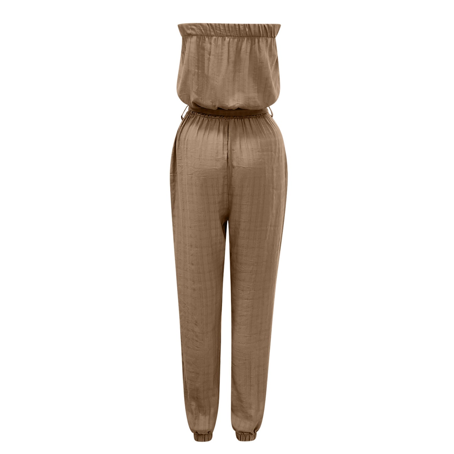 Women's Tie-Belt Elastic Waistband Strapless Bodysuit