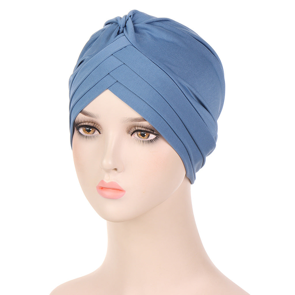New Multi-color Crystal Hemp Three-layer Turban Hat