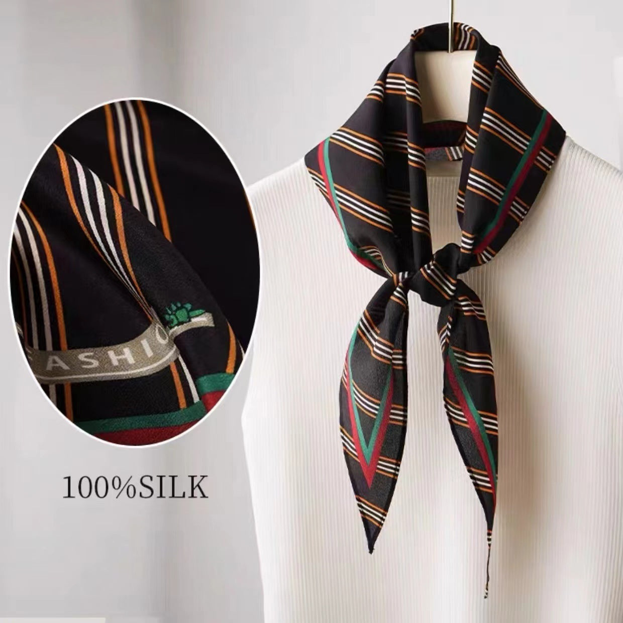 Diamond Neckerchief Crepe De Chine Scarf