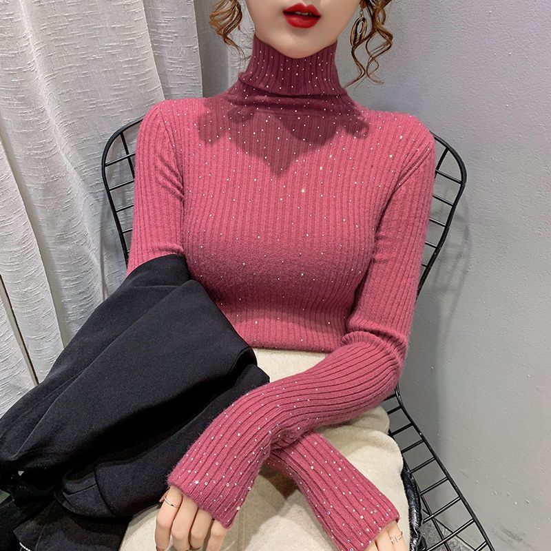 Thickened Starry Rhinestone Knitted Sweater
