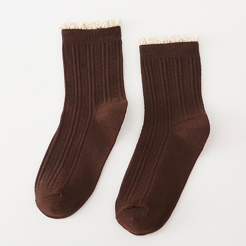 Autumn And Winter Socks Women's Japanese College Style Lace