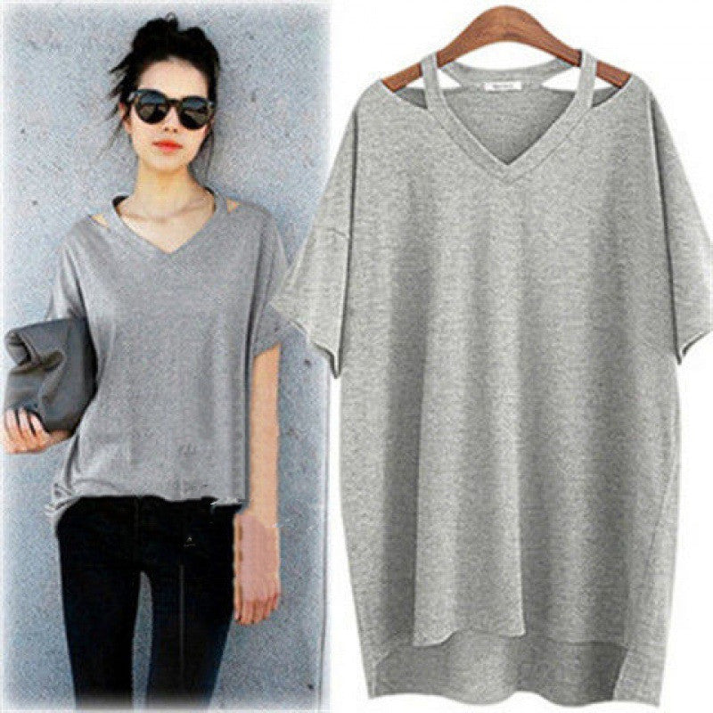 Women's Belly Cover V Neck Plus Size Fashion Loose T-shirt