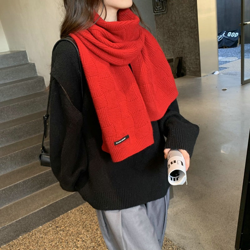 Women's Fashion All-match Wool Square Cross Cute Girl Scarf