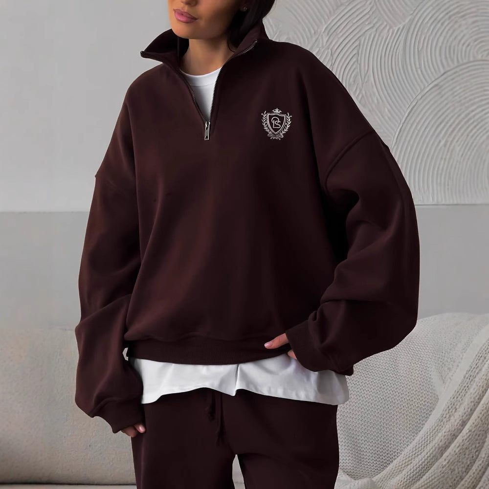 Alsidig Behagelig Terry Sweatshirt med Rund Hals og Bogstaver