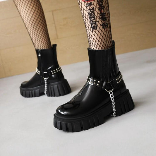 British Style Mid-tube Platform Martin Women's Boots