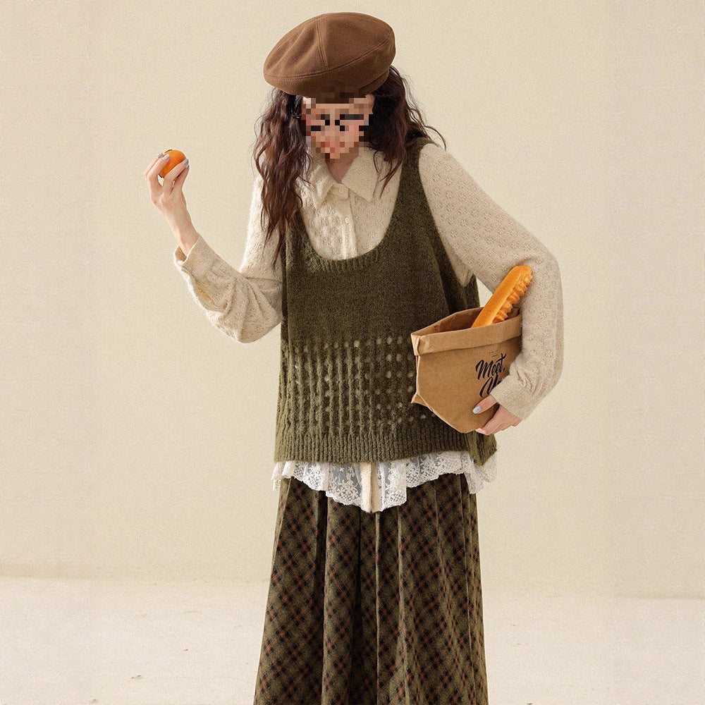 Vintage Green Winter Skirt For Women Stylish And Trendy