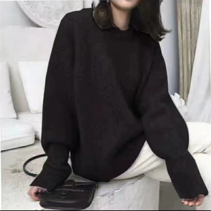 Women's Round Neck Straight Plus Size Thick Pullover Loose Sweater