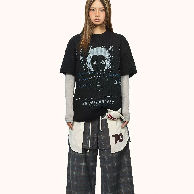 Dame T-shirt med print, rund hals og korte ærmer, ny løs model til sommer