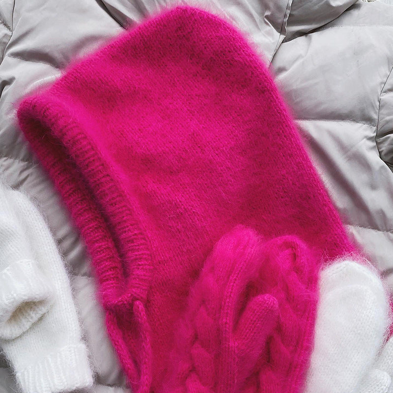 Autumn And Winter Fashion Warm Scarf Neck Protection Integrated Woolen Knitted Hat