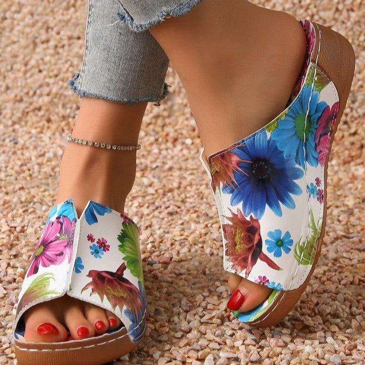 Peep Toe Wedge Mode Enkel Slip-on Mode Sandal Sutsko