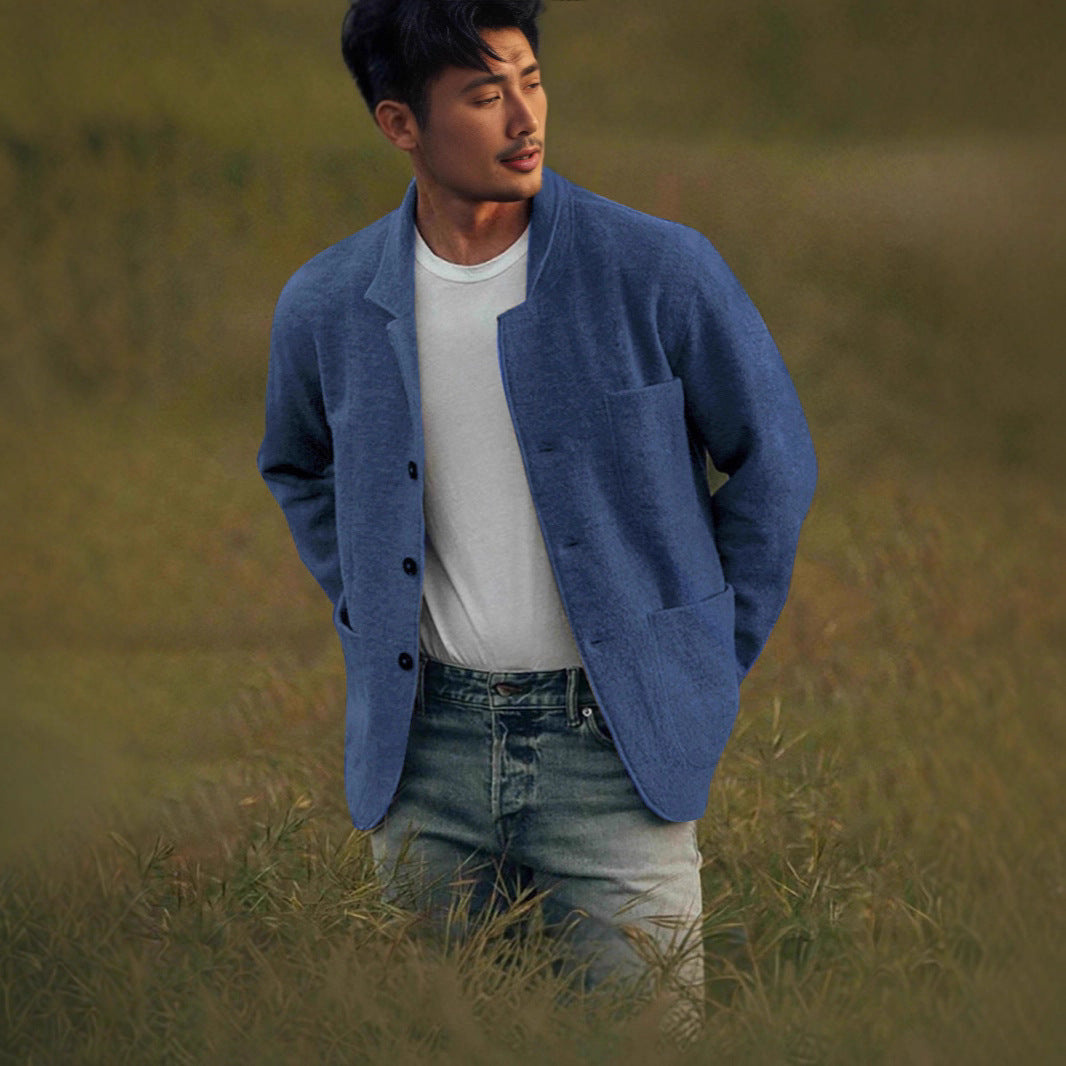 Men's Youthful Foreign Trade Solid-Color Trendy Fashion Wool Jacket