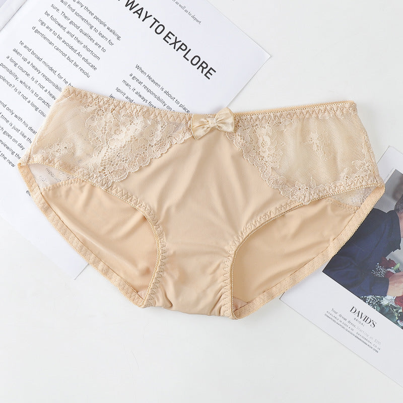 Women's Ice Silk Refreshing Low Waist Cute Bow Briefs