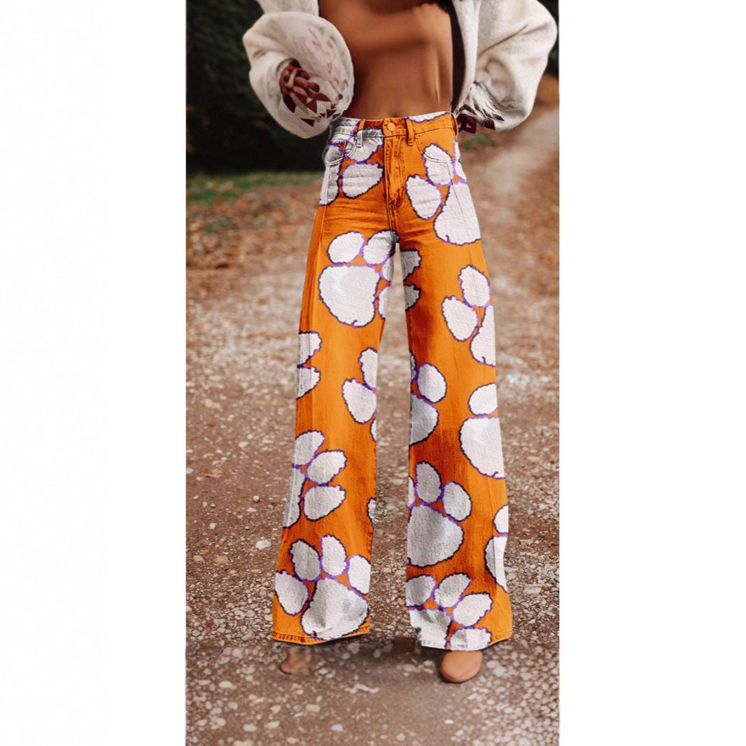 Digital Print Casual Versatile Plus-size Faux Denim Jeans 3D