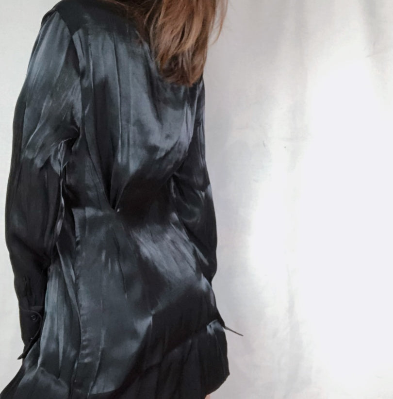 Ladies Pleated Waist Slimming Shirt Dress