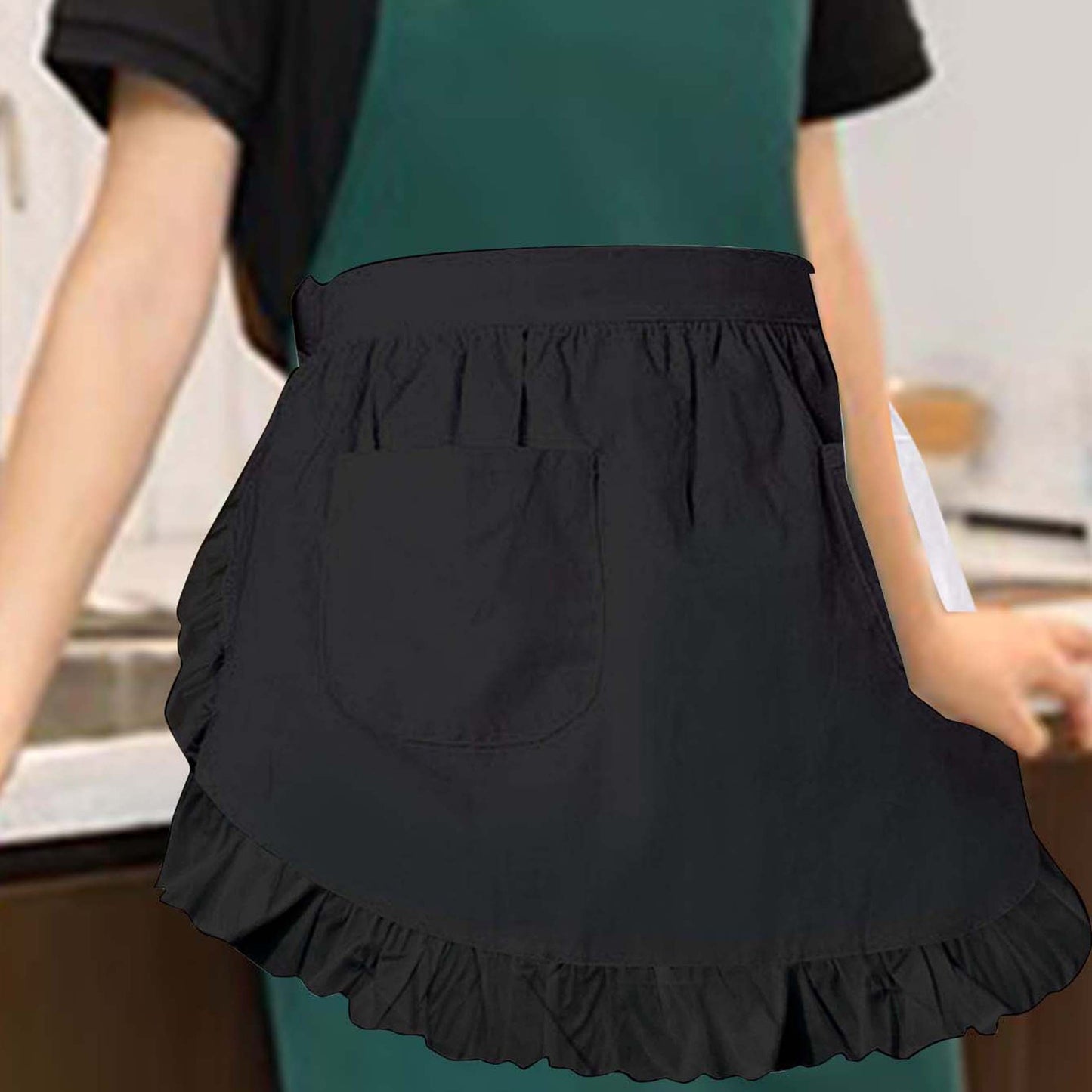 Women's European-style Half-length Flounce Double-pocket Apron