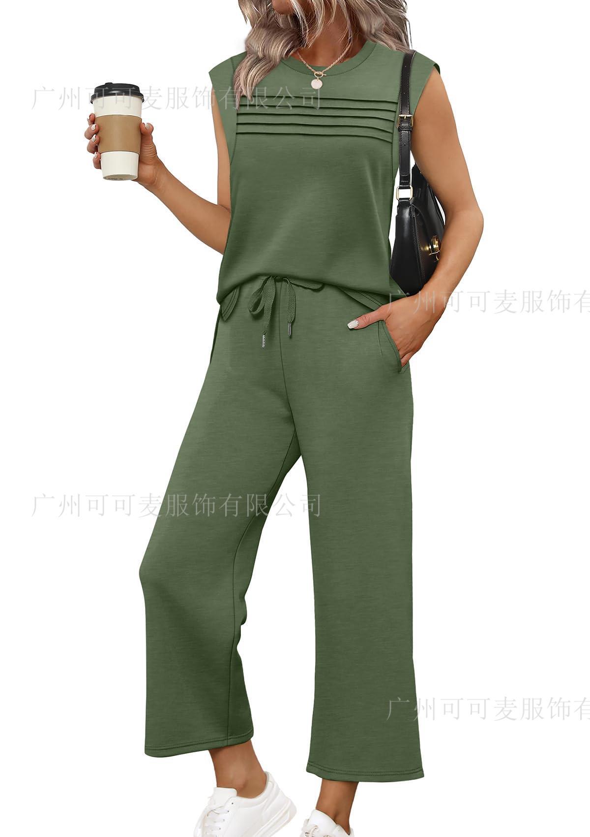 Fashionable Comfortable Casual Sweatshirt Vest Solid Color Set For Women