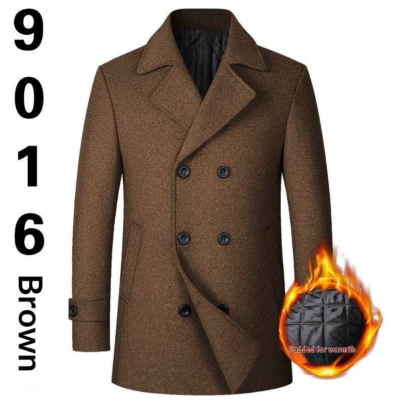 European Size Men's Fashion Double-breasted Lapel Wool Coat