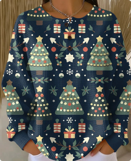 Woolen Button V-Neck Women's Sweater