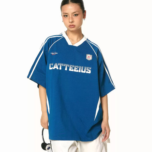 Sports Jersey Contrast Color Short-sleeved T-shirt Men And Women Couple Retro