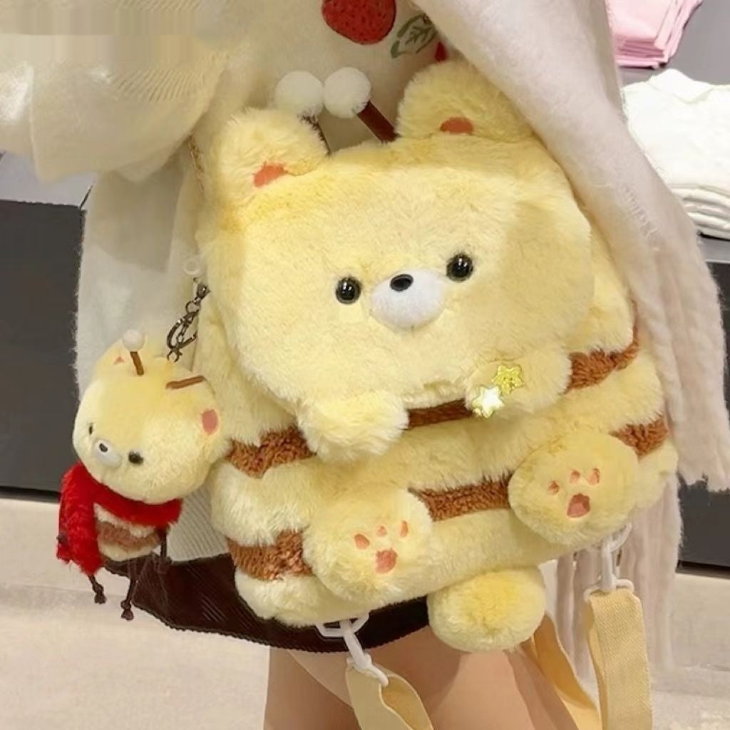 Panda Holding Bamboo Flap Bag Cute Plush Doll Single Shoulder