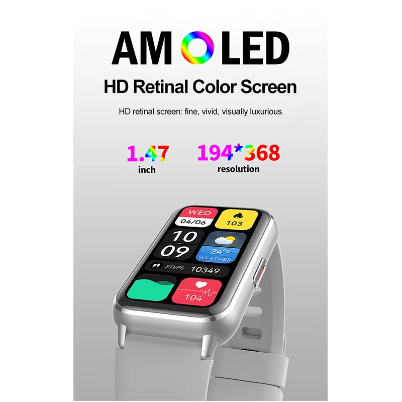 2025 New Grade Nursing Smart Watch AMOLED Blood Oxygen ECG + PPG Blood Pressure Body Temperature Bluetooth Health Smartwatch