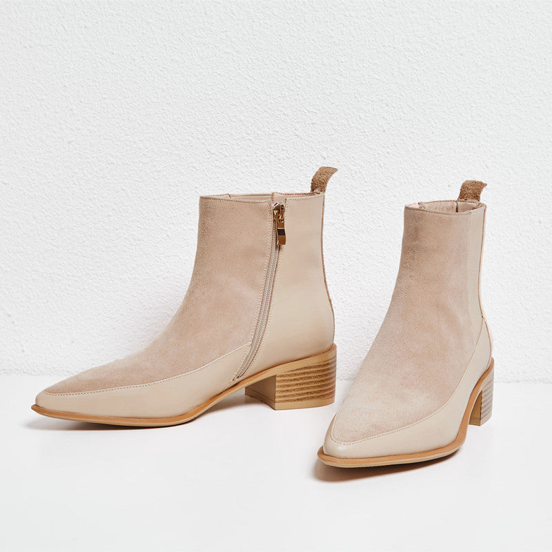 Frosted Martin Boots With Mid-heel Ankle Boots