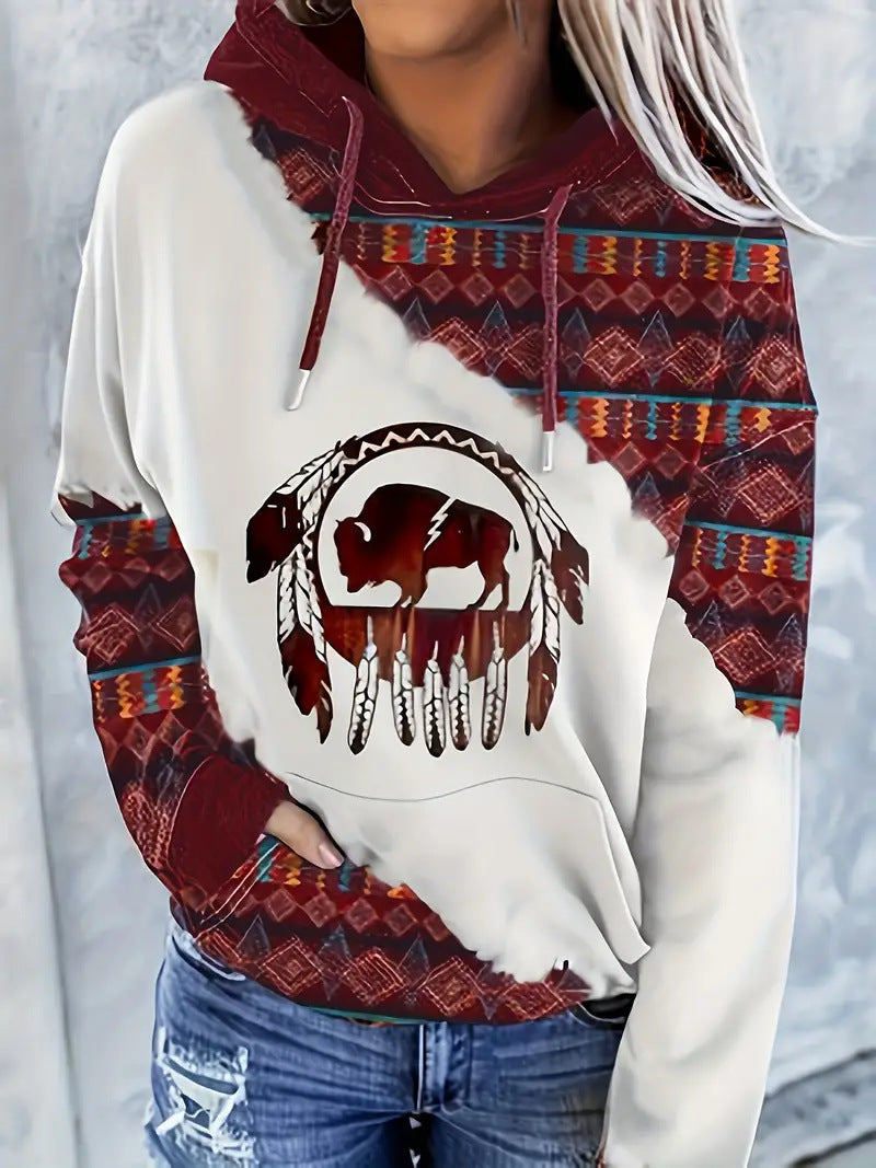 Women's Hoodie Fashionable Ethnic Style Casual Sports Hoodie