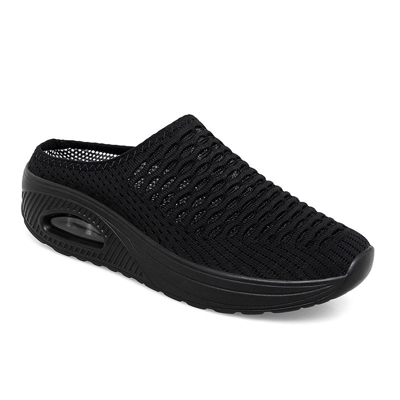 Women's Hollow Mesh Surface Casual Half Slippers Slip-on Mom Shoes