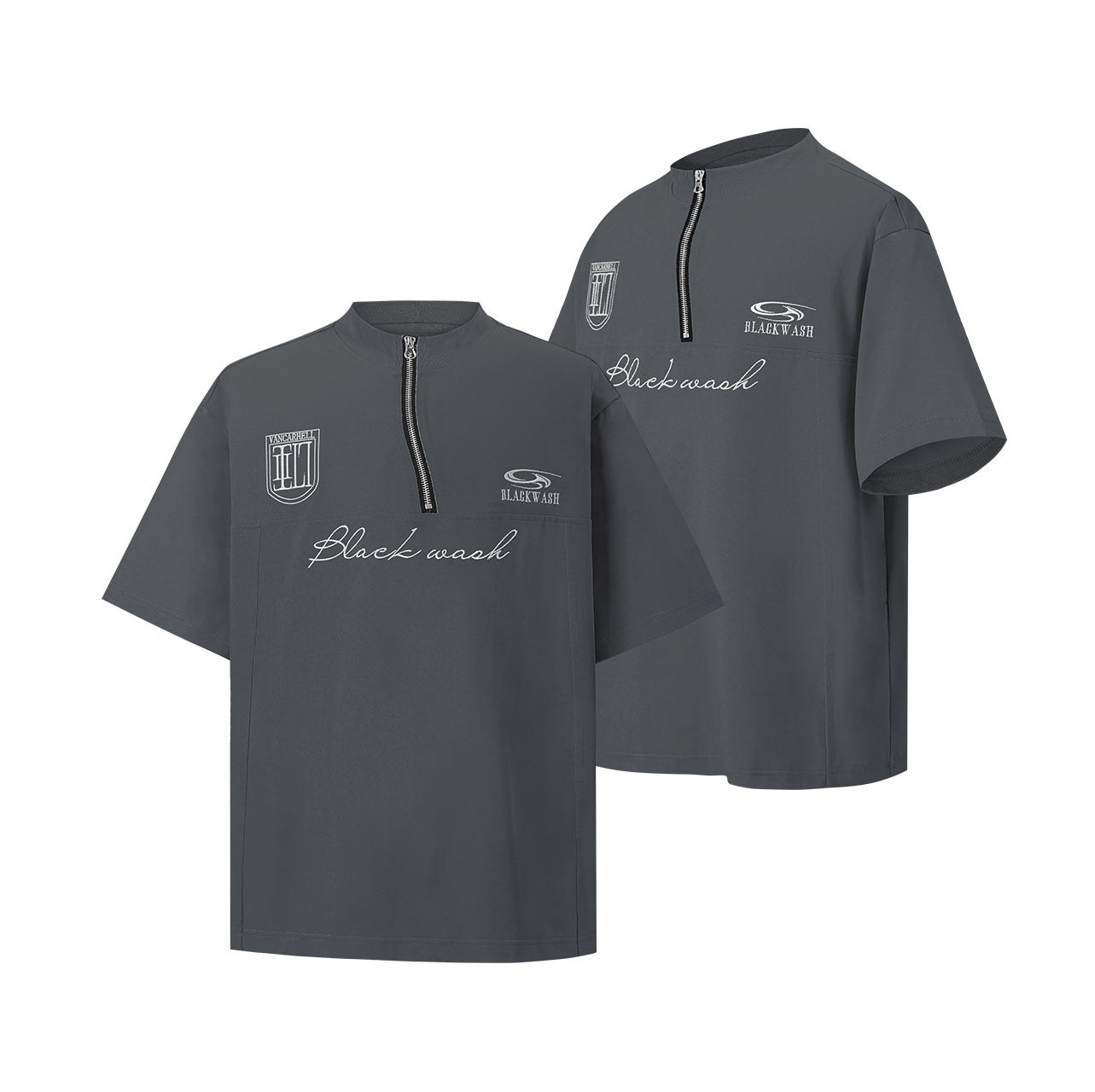 Sommer Uregelmæssigt Lynlåsdesign Stof Kortærmet T-shirt