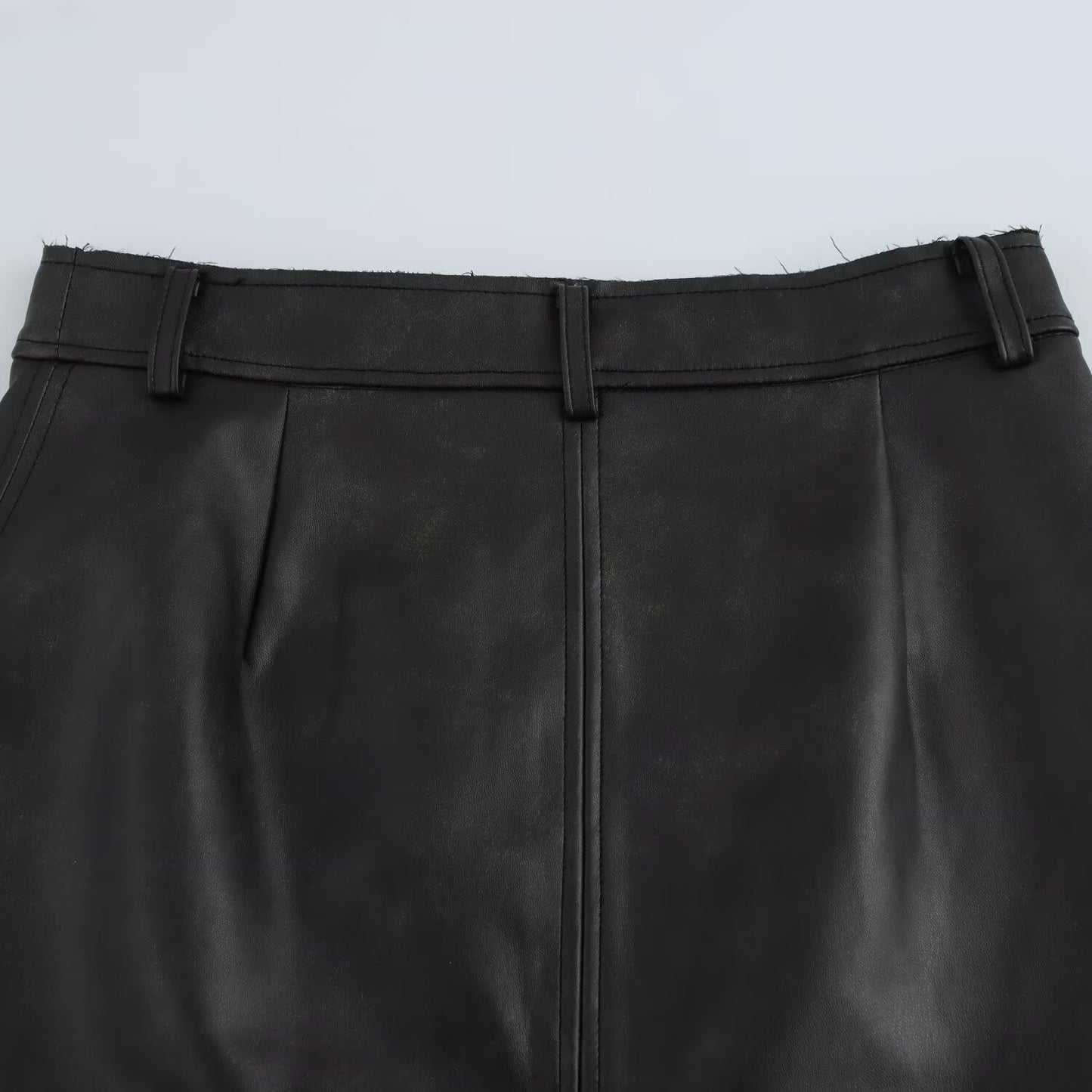 New Women's Fashion Stylish Zipper Faux Leather Skirt